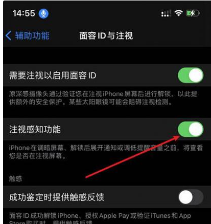 港南苹果14维修网点分享iPhone14注视感知功能有什么用 